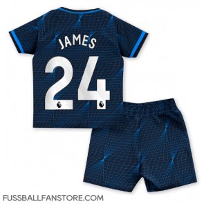 Chelsea Reece James #24 Replik Auswärtstrikot Kinder 2023-24 Kurzarm (+ Kurze Hosen)